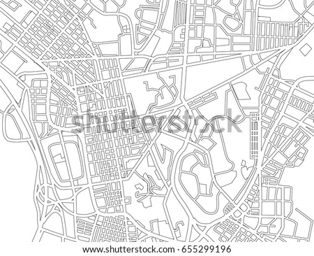 City Map Autocad Drawing Black White Stock Illustration 14317531