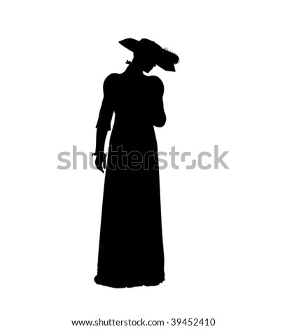 Female Art Illustration Silhouette Victorian Stock Photos, Images