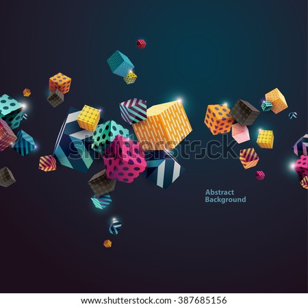 Multicolored decorative cubes. Abstract vector illustration. - stock vector Multicolored decorative cubes. Abstract vector illustration. - stock vector