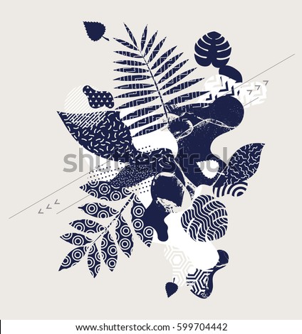 Abstract floral composition with geometric elements. Abstract floral composition with geometric elements.