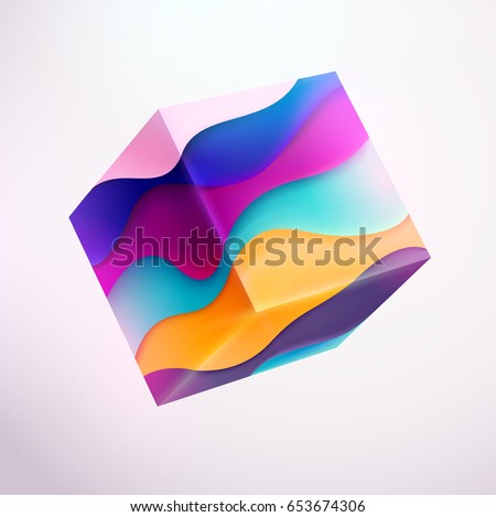 3D colored striped cube 3D colored striped cube