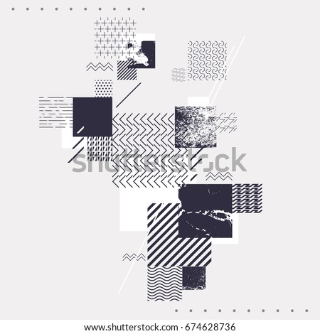 Abstract geometric composition with decorative squares Abstract geometric composition with decorative squares