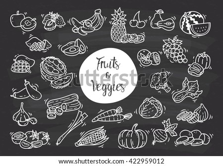 Fruit and vegetables doodle - stock vector Fruit and vegetables doodle - stock vector