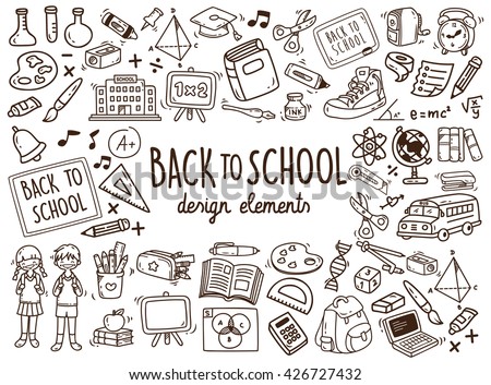 Back to school doodle elements - stock vector Back to school doodle elements - stock vector