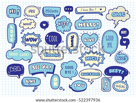 Cute speech bubble doodle set Cute speech bubble doodle set