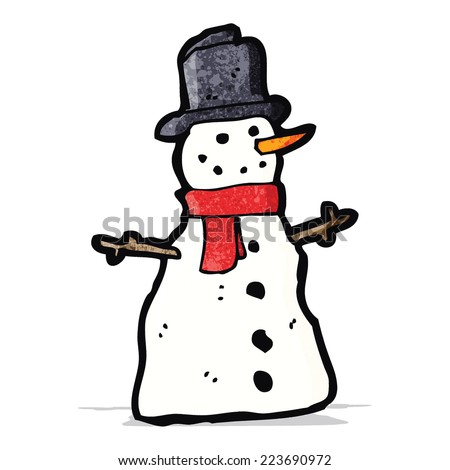 cartoon snowman - stock vector