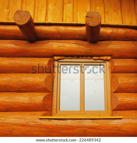 ... cabin wall. Painted wood with fungicide light red paint. - stock photo