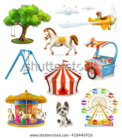 Children playground, vector icons set - stock vector Children playground, vector icons set - stock vector