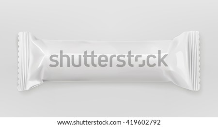 White polyethylene package, chocolate bar, vector mockup - stock vector White polyethylene package, chocolate bar, vector mockup - stock vector