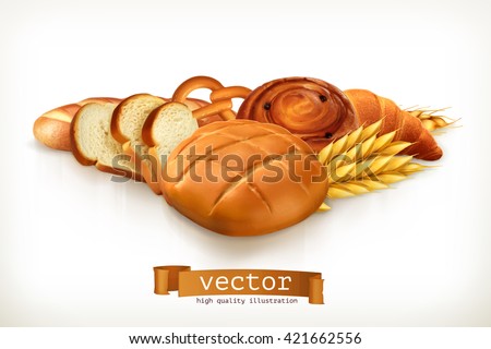 Bread, vector illustration isolated on white - stock vector Bread, vector illustration isolated on white - stock vector