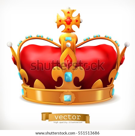 Gold crown of the king. 3d vector icon Gold crown of the king. 3d vector icon