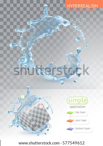 Water splash with transparency, hyperrealism vector style simple application Water splash with transparency, hyperrealism vector style simple application
