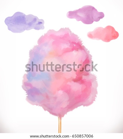 Cotton candy. Sugar clouds. Watercolor vector illustration Cotton candy. Sugar clouds. Watercolor vector illustration