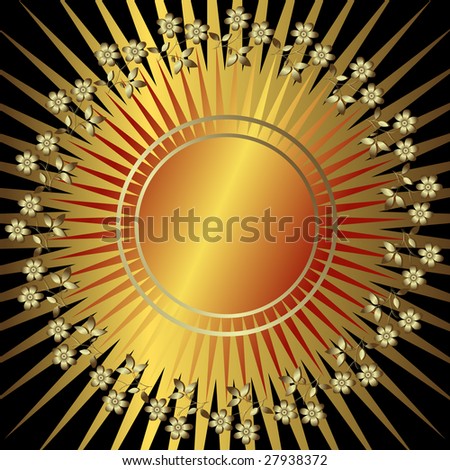 stock-vector-golden-and-black-flower-background-with-silvery-flowers