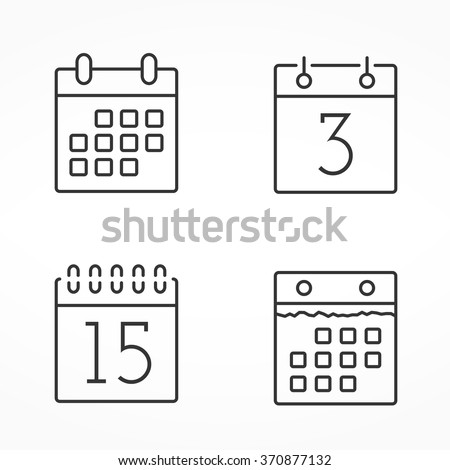Four calendar line icons, vector eps10 illustration Four calendar line icons, vector eps10 illustration