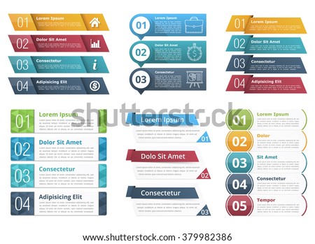 Set of infographic templates with numbers and text, business infographics elements set, vector eps10 illustration - stock vector Set of infographic templates with numbers and text, business infographics elements set, vector eps10 illustration - stock vector