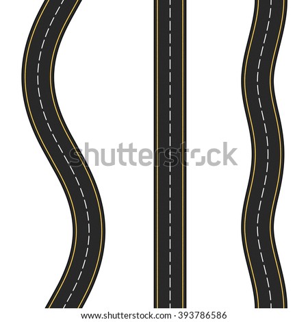 Three vertical seamless roads on white background, vector eps10 illustration - stock vector Three vertical seamless roads on white background, vector eps10 illustration - stock vector