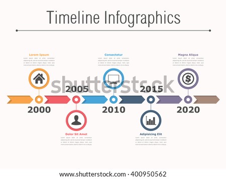 Timeline infographics design with arrows, workflow or process diagram, flowchart, vector eps10 illustration - stock vector Timeline infographics design with arrows, workflow or process diagram, flowchart, vector eps10 illustration - stock vector