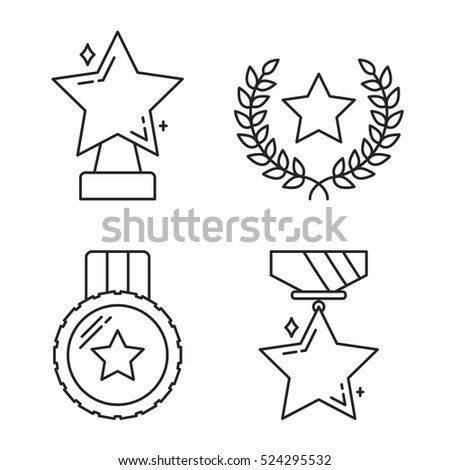 Star award line icons, vector eps10 illustration Star award line icons, vector eps10 illustration