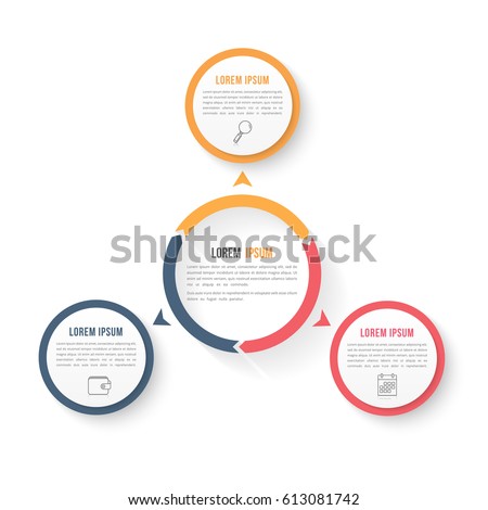 Circle infographic template with three elements, steps or options, workflow or process diagram, data vizualization, vector eps10 illustration Circle infographic template with three elements, steps or options, workflow or process diagram, data vizualization, vector eps10 illustration