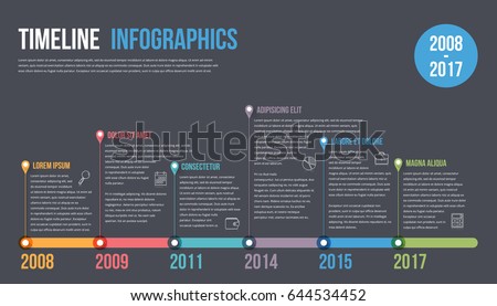 Horizontal timeline infographics template, workflow or process diagram, vector eps10 illustration Horizontal timeline infographics template, workflow or process diagram, vector eps10 illustration