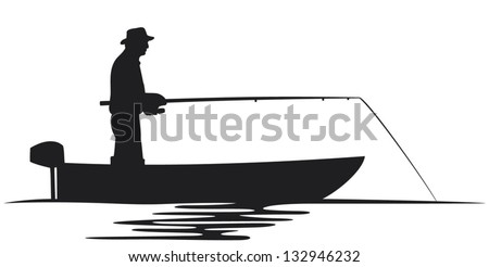  , fishing design, fishermen in a boat fishing) - stock vector