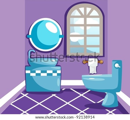 Illustration Cartoon Interior Bathroom Stock Vector 51773797 - Shutterstock