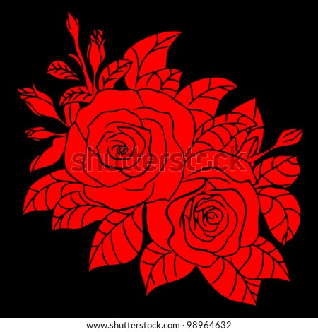 Rose Flowers Vintage Style Illustration Vector Stock Vector 116358442
