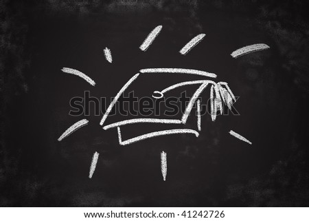 Childs Chalk Drawing House Simple Blackboard Stock Illustration