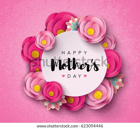 Happy Mother's Day Calligraphy with flower Background.Vector. Happy Mother's Day Calligraphy with flower Background.Vector.