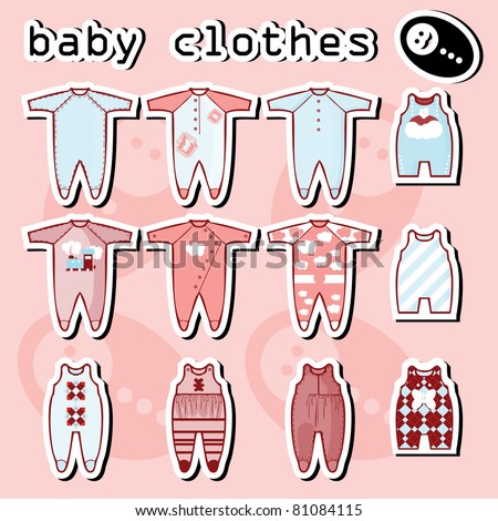 Baby Onesie template in pink and blue - stock vector