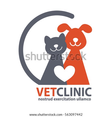 Veterinary Clinic logo with the image of cat and dog. Vector Illustration. Veterinary Clinic logo with the image of cat and dog. Vector Illustration.