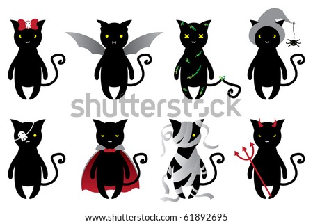 Set Cartoon Halloween Black Bats Vector Stock Vector 64514062