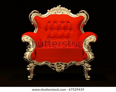 stock photo royal armchair with gold frame isolated on black background 67529419