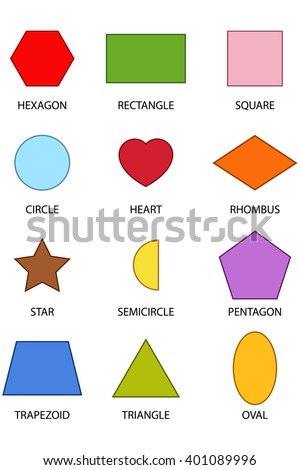 Colorful Geometric Shapes Their Name Clip Stock Vector 226171030 