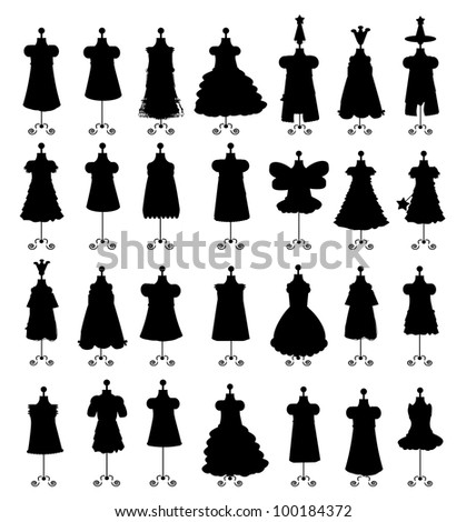Women Silhouettes Various Dresses Vector Illustration Stock Vector