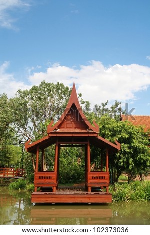 Thailand traditional wood pavillion, old fashioned - stock photo