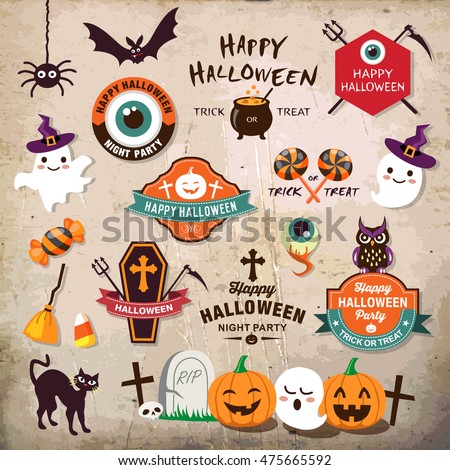Happy Halloween design elements. Halloween design elements, logos, badges, labels, icons and objects. Happy Halloween design elements. Halloween design elements, logos, badges, labels, icons and objects.