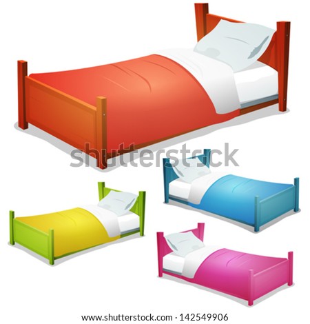 Cartoon Bed Set/ Illustration of a set of cartoon wood children beds ...