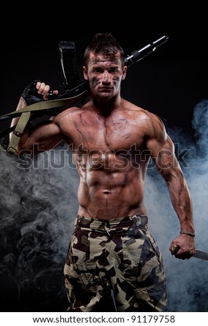 Muscular Young Sexy Naked Dirty Soldiers Stock Photo (Edit 