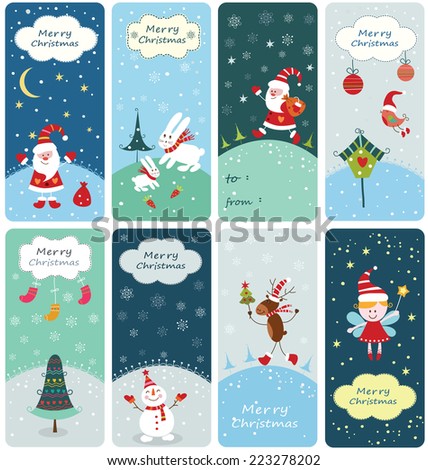 Set Six Christmas Greeting Cards Wreath Stock Vector 459137419