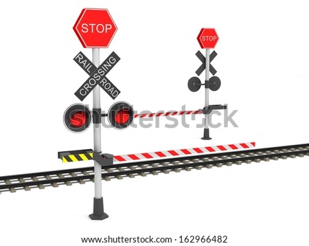 3d Rendered Railroad Crossing Barrier Over Stock Illustration 2284187 