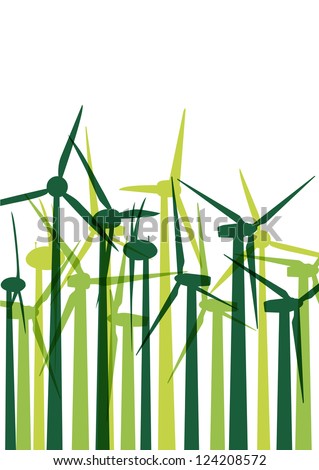 Green wind electricity generators grass ecology concept illustration 