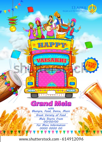 illustration of Happy Vaisakhi Punjabi festival celebration background illustration of Happy Vaisakhi Punjabi festival celebration background