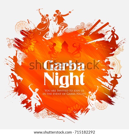illustration of couple playing Dandiya in disco Garba Night poster for Navratri Dussehra festival of India illustration of couple playing Dandiya in disco Garba Night poster for Navratri Dussehra festival of India