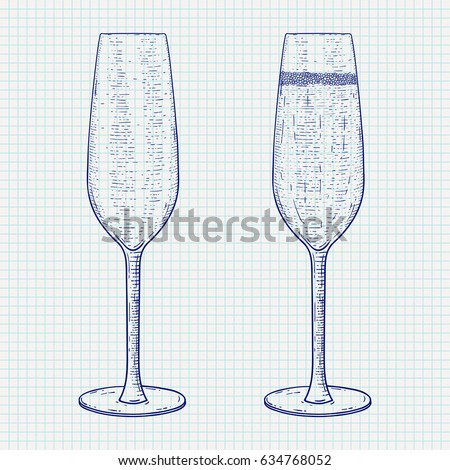 Sparkling Champagne Glasses Line Icon On Stock Illustration 394299037