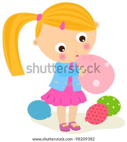 Balloon Blowing Child Stock Photos, Images, & Pictures 