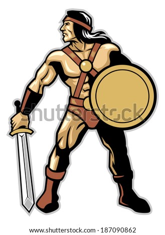 Vector Illustration Gladiator Roman Centurion Warrior Stock Vector 