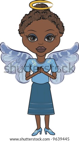 Mandy is a fun character illustration of an African American Angel. - stock vector - stock-vector-mandy-is-a-fun-character-illustration-of-an-african-american-angel-9639445