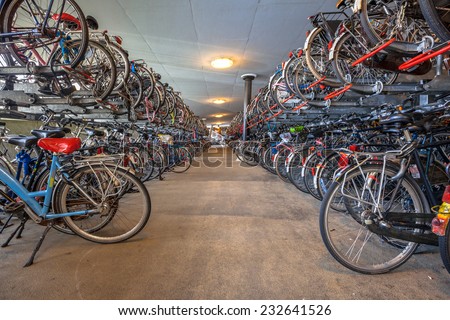 Public Bicycle parking Groningen central station. The city of 